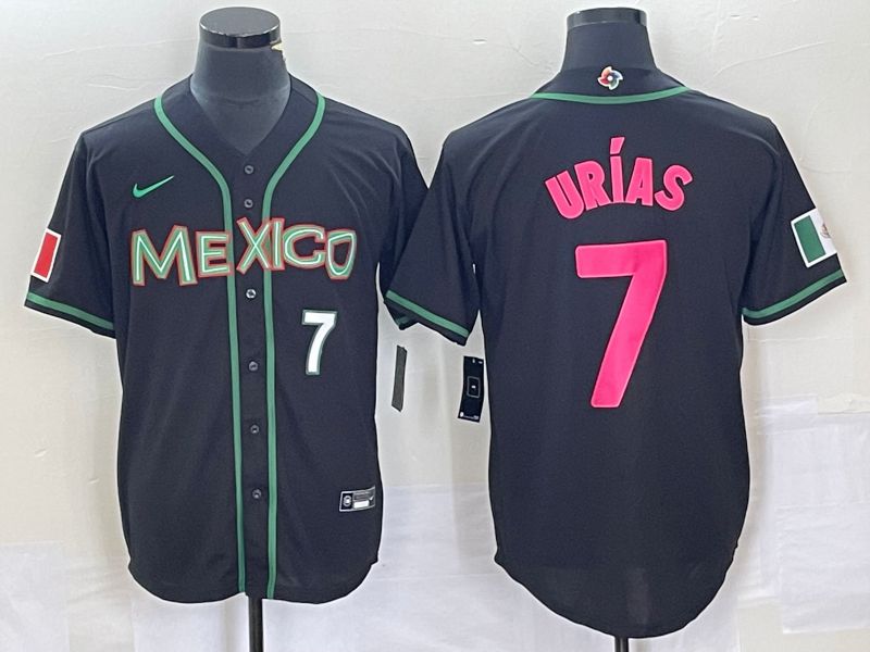 Men 2023 World Cub Mexico #7 Urias Black pink Nike MLB Jersey36->more jerseys->MLB Jersey